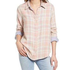FAHERTY Belmar Reversible Organic Cotton Long Sleeved Button Down Plaid Shirt -M
